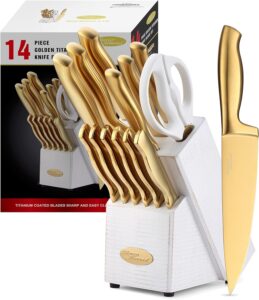 Marco Almond Gold Knife Set MA21 - 14 Pieces