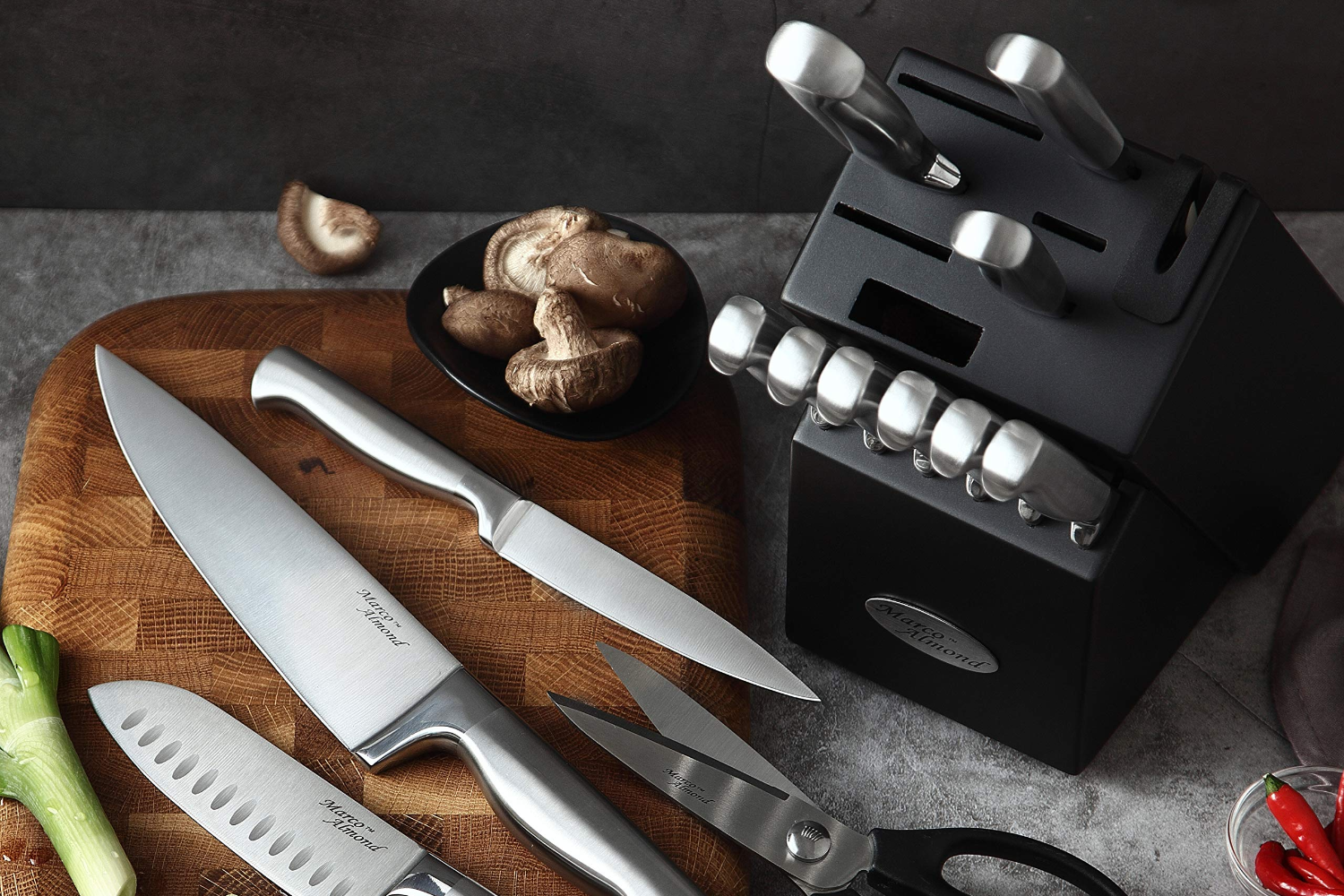 Marco Almond Knife Set with Block