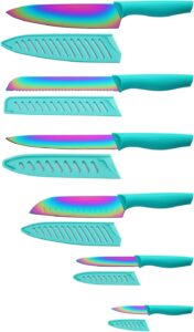 Marco Almond Rainbow Knife Set KYA37, 6 Knives with 6 Blade Guards